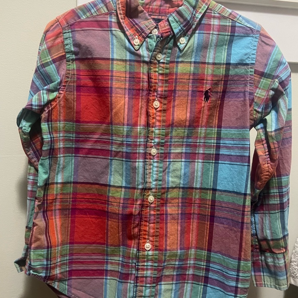 Ralph Lauren Boys' Multi-Color Madras Plaid Button-Down Shirt